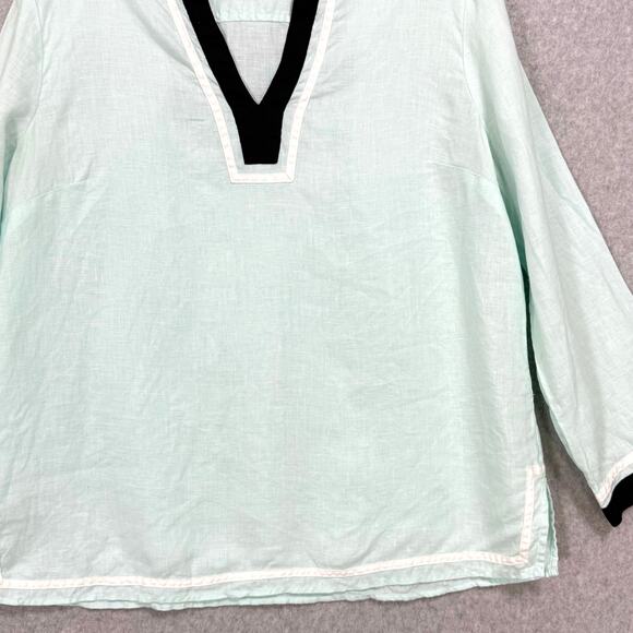 Talbots 100% Linen Tunic Shirt Size M Beachy Coastal Grandma Nautical Sailing - Picture 4 of 15